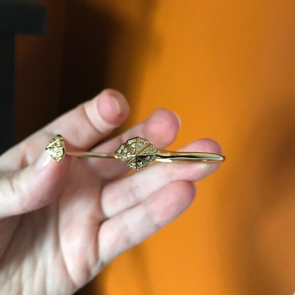 Stella & Dot Eden Pave Pyramid Open Cuff Bracelet Gold Tone - Picture 7 of 10